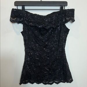 Charles Chang-Lima Chic Black Lace Off-Shoulder Top
